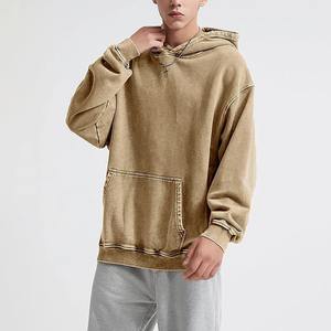Survêtements unisexes 100% coton Streetwear surdimensionné avec broderie imprimée bouffante personnalisé poids lourd sweat à capuche en éponge française uni - Product Image 3