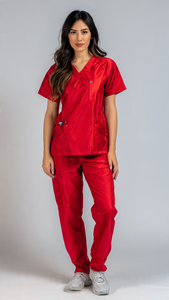 Uniforme Médico Unisex Sublimado, Conjunto de Dos Piezas Transpirable con Camiseta de Cuello en V y Pantalones con Cordón, Ropa Personalizada con Logotipo para Enfermeras - Product Image 2