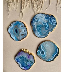 Most Demanding Tableware Accessories <b>Agate</b> <b>Coaster</b> With Gold Electroplated <b>Agate</b> Slice at Wholesale Price with Premium Quality - Product Image 5
