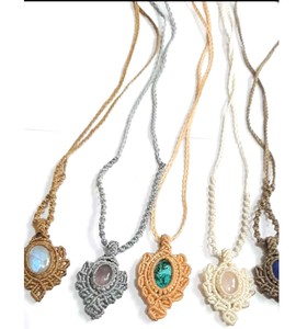 Corde confortable bijoux en forme ovale Labradorite gemmes macramé collier femmes mélanger couleur fil Boho Style macramé collier - Product Image 2