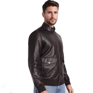 Veste de vol d'hiver en cuir pour hommes, coupe-vent et imperméable, avec logo imprimé personnalisé - Product Image 5