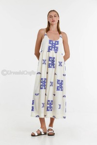 100% coton décontracté pas cher à manches longues femmes imprimé longue maxi robe fines bretelles décolleté profond dos avec ruban de cravate - Product Image 5