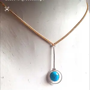 Famous popular Brand Jewelry Turquoise Water Drop Shaped Stone Necklace Hot Design 925 Silver Bezel Set Necklace For Promotion