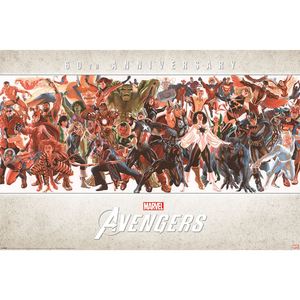 Póster del 60 Aniversario de Marvel, Los Vengadores por Alex Ross, Diseño Moderno, Material de Papel para Pared - Product Image 1