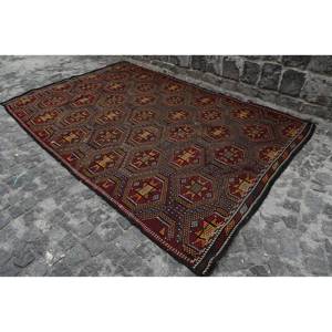 Dân tộc cổ điển Thổ Nhĩ Kỳ Thảm màu nâu đỏ mô hình chắp vá lớn 6.4x10 ft len sinh thái thân thiện vừa đống Latex phòng ăn - Product Image 2