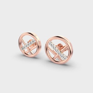 Luxury Rose Gold Round <b>Stud</b> Earrings with AAA Cubic Zirconia Geometric Designer Fashion Jewelry for Women - Product Image 4