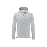 Veste à capuche unisexe à demi-zip 100% coton légère coupe-vent pour sports d'hiver en plein air brodée