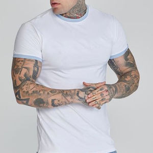 Camiseta personalizada con logotipo Ringer para hombre, camiseta personalizada de algodón/fibra de bambú de tres mezclas con patrón sólido, ajuste Extragrande - Product Image 2