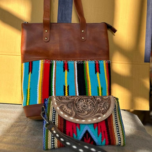 Manta de sillín de cuero genuino occidental, bolsos de mano para mujer, elegante manta de sillín de cuero con herramientas manuales, conjuntos combinados de cartera - Product Image 2