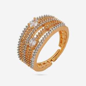 Anillo de Dedo de Zirconia 188770 Clásico Vintage con Micro Pavé y Engaste de Garras, Chapado en Oro de 18K, Talla Única, de Aleación y Cobre con Gema, para Fiesta - Product Image 1