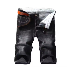 Short en jean déchiré à la mode pour hommes Short en jean décontracté d'été Streetwear bleu coupe ajustée pantalon au genou 2025 Bestseller - Product Image 1