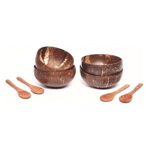 Custom Wholesale Natural <b>Coconut</b> <b>Shell</b> Bowls Set Biodegradable Disposable Dinnerware - Product Image 3