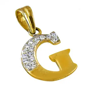 Pendentif en or plaqué avec initiale G pour femme avec diamants Charmes élégants en diamant Bijoux - Product Image 1