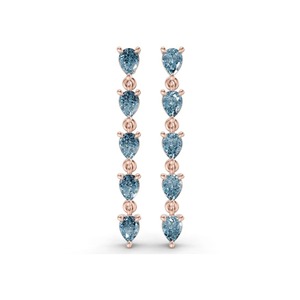 Frosted Ice Blue Lab Grown <b>Diamond</b> <b>Dangle</b> <b>Earrings</b> 1 Ct Tw VS Clarity 10 <b>Diamonds</b> 14K Solid Gold Nature Inspired Cool Hue - Product Image 2