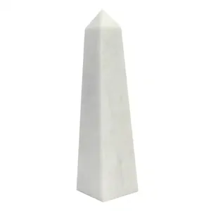 Obélisque en marbre blanc, Obélisque décoratif en marbre poli, Obélisque en marbre Walwyn - Product Image 4