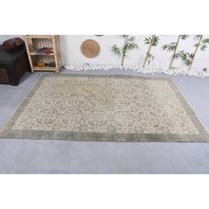 Alfombra turca Vintage Beige verde 5,2X7,8 pies de látex de retazos de lana para el hogar, mesita de noche, pasillo Rectangular inspirado en Tabriz - Product Image 3