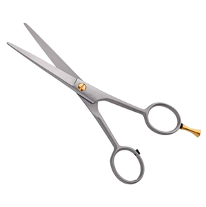 Professionnel de haute qualité en acier inoxydable ciseaux de coiffeur finition sable or réglable repose-doigt étui en cuir de qualité industrielle - Product Image 1