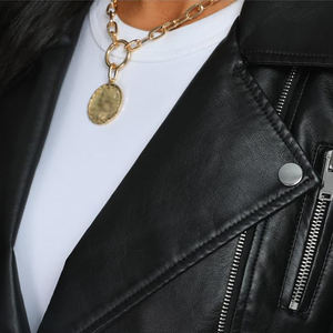 Las mejores chaquetas de cuero a la moda para mujer, ropa de invierno, chaquetas de cuero en blanco de manga larga más vendidas para mujer - Product Image 5