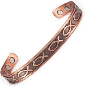 Vente directe martelé cuivre Bracelet pour l'arthrite agate à la main pur cuivre Top qualité Unique magnétique manchette unisexe Bracelets - Product Image 2