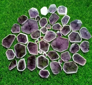 100% Natural High Quality Hand-Polished <b>Amethyst</b> Slice Cabochon Premium Loose Gemstones for Jewelry Making Fancy Shape - Product Image 1