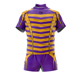 Ballon de rugby personnalisé chemises d'entraînement par sublimation maillot hommes vêtements de sport football rugby ensemble polyester étiquette tissée uniforme de rugby - Product Image 1