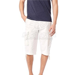 กางเกงขาสั้นคาร์โก้ของผู้ชายกางเกงขาสั้นคาร์โก้สีพื้นหลายกระเป๋า - Product Image 3