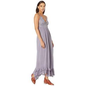 Abito lungo Adella con pizzo Free People Juniors, grigio, taglia M, stile casual con spalline sottili e vita impero - Product Image 2