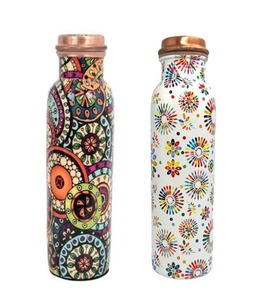 Venta al por mayor de calidad superior 330 GM Esmalte Impresiones digitales Vibrant 1 LTR Cobre a prueba de fugas BPA Drinkware Art Meets Durability - Product Image 1