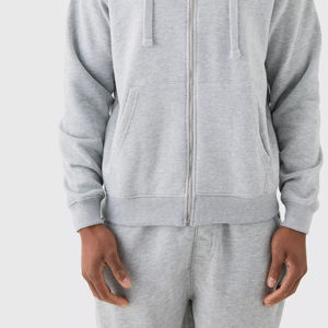 Heavyweight 400 Gsm Fleece Zipper <b>Hoodie</b> 100% Cotton Solid <b>Black</b> Regular Fit Winter Thermal with Digital Printing on Sale - Product Image 5