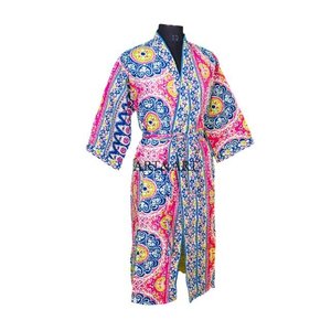 Bata de Estilo Kimono Japonés para Mujer, Bordada con Flores Kantha, Térmica, Multicolor, Hecha a Mano, de Algodón, Manga Larga, para Invierno y Verano - Product Image 5