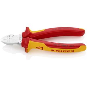 Pince à dénuder diagonale isolée Knipex testée VDE avec poignées multi-composants et manches chromés pour travaux isolés - Product Image 1