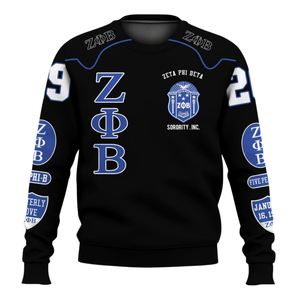 Sudadera Azul con Cuello Redondo y Bordado de la Hermandad Griega Zeta Phi Beta 1920 para Mujer - Product Image 1