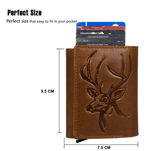 Portefeuille pour homme en cuir véritable élégant, design fin à double pli, protection RFID, plusieurs emplacements pour cartes, longueur courte, doublure en satin, cadeau de bureau - Product Image 6