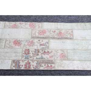 พรมวินเทจขนาด 2.3x7.2 ฟุต พรมตุรกีขนาดเล็ก พรมลายปะติดสีเขียว - Product Image 4