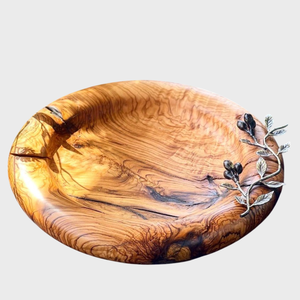 Bol de service en bois de haute qualité fait à la main avec des accents en métal doré élégant pour les fêtes et les événements pour servir la salade - Product Image 3