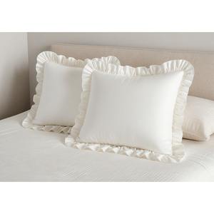 Funda de Almohada Duradera de Polialgodón Blanco de 50x70cm con Volantes, Diseño Rectangular Sólido, Tejida, para Hotel o Uso Doméstico - Product Image 4