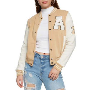 Nueva llegada de lujo de cuero de las mujeres Varsity Jacket Letterman High Street Style Venta al por mayor de invierno Street Wear chaqueta para las mujeres - Product Image 1