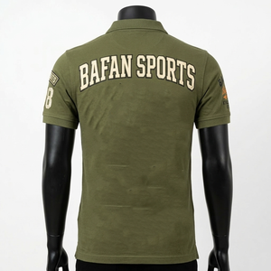 Polo en coton premium 220 GSM pour homme, vert olive, broderie, logo imprimé, design personnalisé, polos pour homme - Product Image 3