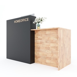 Mostrador de Recepción Minimalista de 160x62x105cm con Cajones, Madera de Caucho Natural Resistente BLT68011 para Hoteles, Gimnasios y Escuelas - Product Image 3