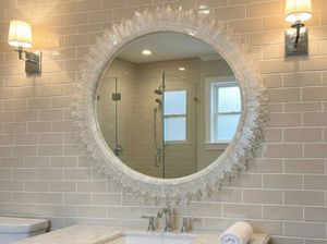 Espejo Redondo Moderno Personalizable de Cristal Hecho a Mano con Marco de Madera - Montable en Pared para Decoración de Bodas, Ramadán, Pascua y Baños - Product Image 2