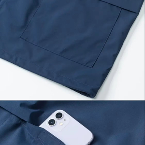 Men's Casual Winter Windbreaker Jacket Stand Breathable Hood Solid Color <b>Long</b> Sleeves Zipper Pockets Regular Fit Made <b>Canvas</b> - Product Image 2