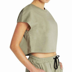 Top corto de verano gran oferta verano cómodo Color puro de alta calidad Sexy Crop Tops manga corta - Product Image 1