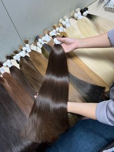 100% Natural doble dibujado a granel textura recta extensiones de cabello humano estilo ondulado modelo número-tejido cabello humano de calidad superior - Product Image 4