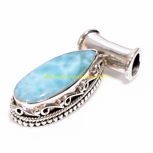 Colgante de lágrima de Larimar azul natural en plata de ley 925, colgante artesanal hecho a mano, joyería artesanal - Product Image 5