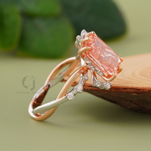 3.15ct Vivid Red Lab Grown Diamond <b>Ring</b> Radiant Cut Engagement <b>Ring</b> 14k Gold Unique Bridal <b>Statement</b> <b>Ring</b> for Women Jewelry - Product Image 4