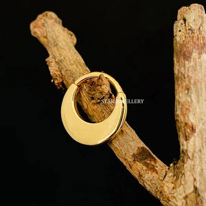 14K Solid Gold Crescent <b>Moon</b> Septum Clicker Piercing Fine Jewelry. - Product Image 2