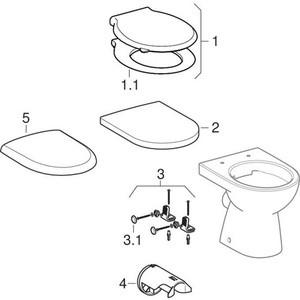 Geberit RENOVA Blanc WC à poser au sol à chasse profonde, design semi-enclos sans bride, Articles de salle de bain et sanitaires - Product Image 5