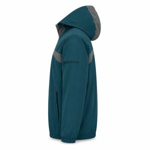 Chaqueta Cortavientos con Capucha para Hombre, Color Verde Azulado, Ligera, Resistente al Agua, de Poliéster y Spandex, con Media Cremallera, MOQ Bajo, para Senderismo - Product Image 6