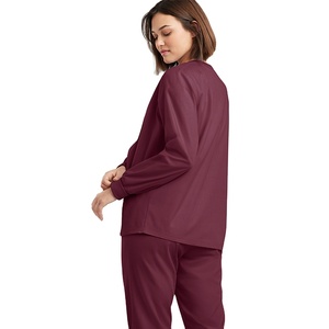 Venta caliente logotipo personalizado Hospital enfermera Scrub chaquetas cremallera completa suave elástico polar Color sólido para médicos hombres uniformes del personal - Product Image 4