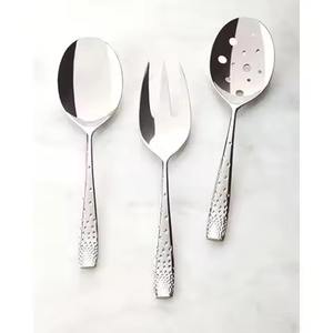 Stainless Steel Sharp end Handle with <b>Carve</b> Patterns Luxury Design Serving Restaurant Dinner Salad <b>Spoon</b> Server Set - Product Image 6